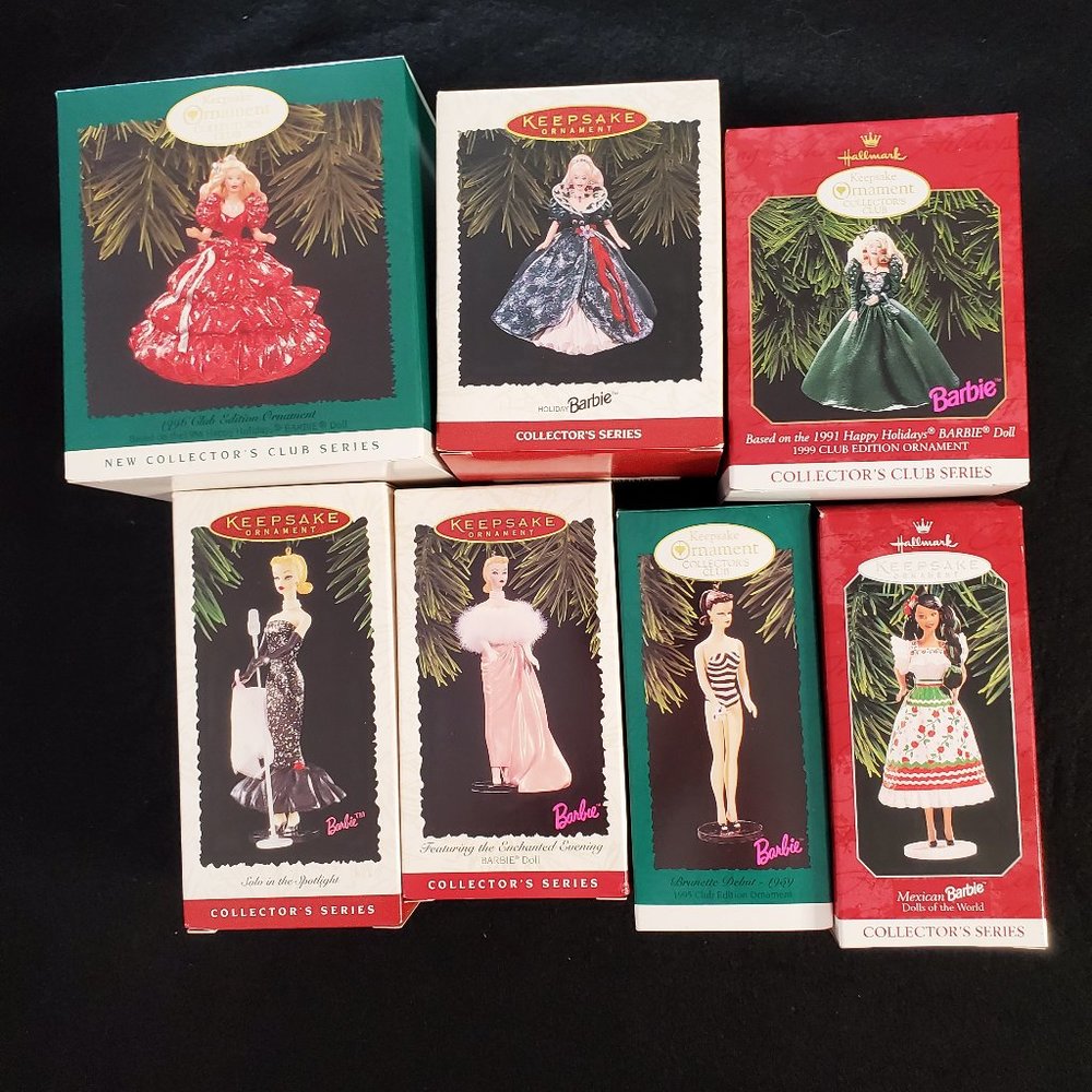 Hallmark Barbie Seven Ornaments NIB